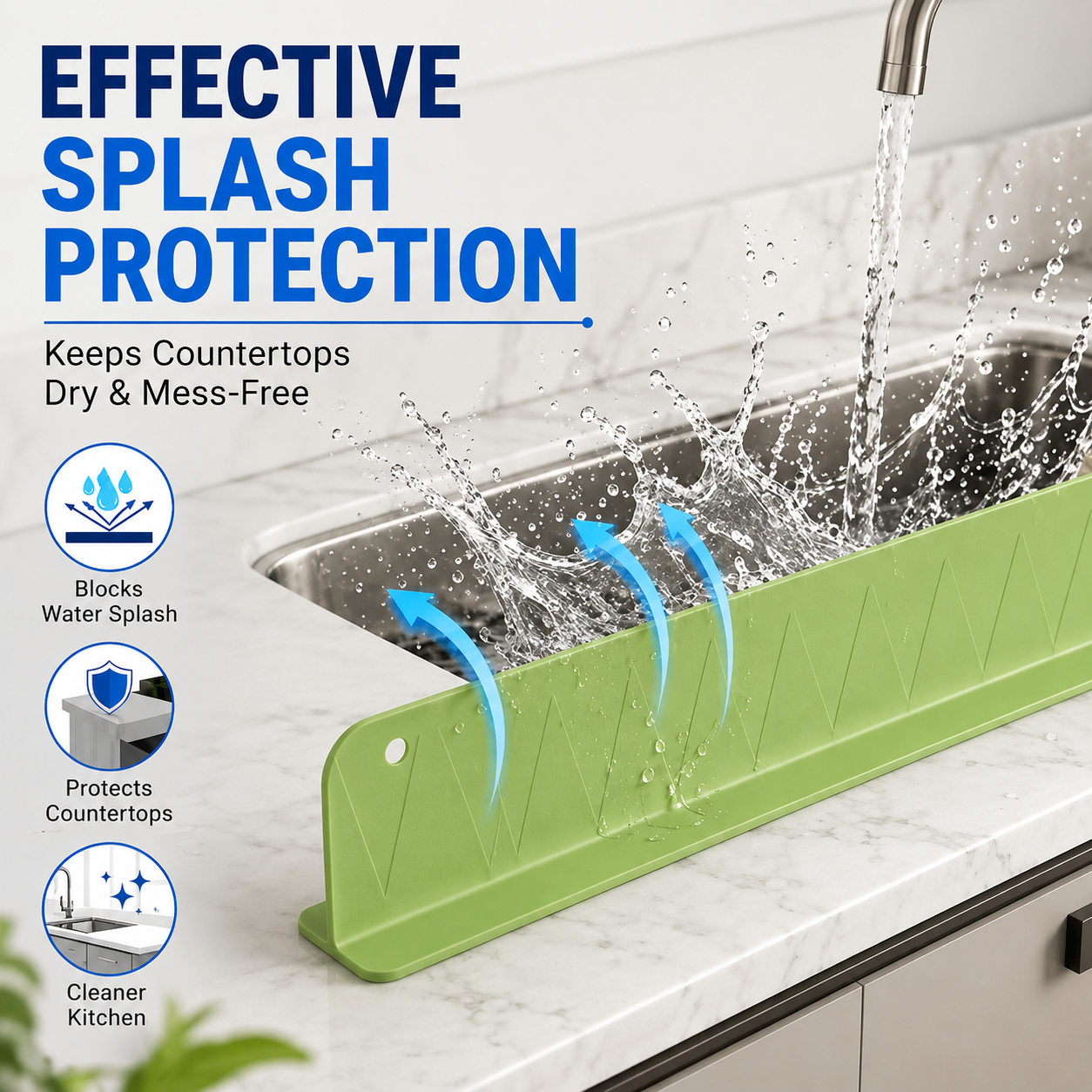 Water Splash Guard | Silicone Sink Splash Guard for Kitchen and Bathroom