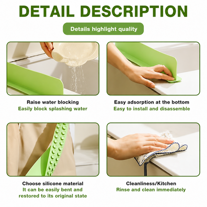 Water Splash Guard | Silicone Sink Splash Guard for Kitchen and Bathroom